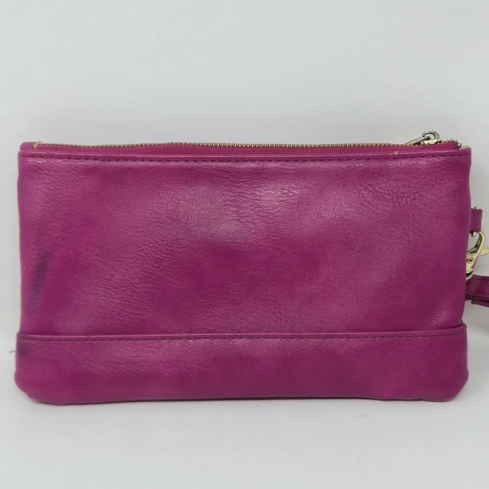 Adrienne Vittadini Studio Hot Pink Magenta Wristlet Clutch Pouch Zip Wallet